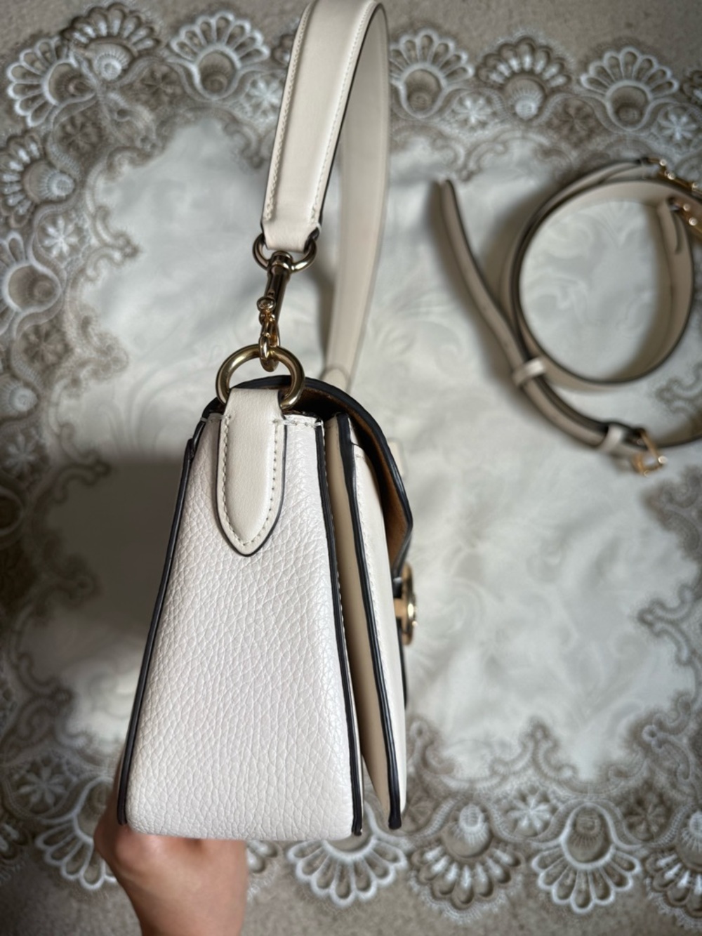 Coach Georgie Shoulder Bag With Rivets Gold/Chalk - Picture 6 of 12